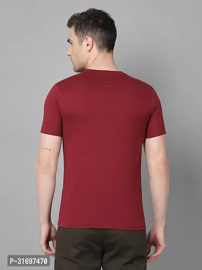 Reliable Red Cotton Blend Solid T-Shirt For Men-thumb2