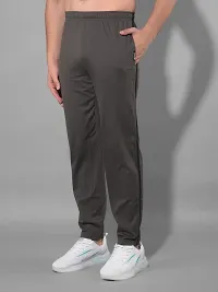 Comfortable Olive Cotton Blend Regular Track Pants For Men-thumb2