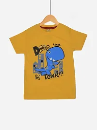 Stylish Yellow Cotton Printed T-Shirt For Boys-thumb2