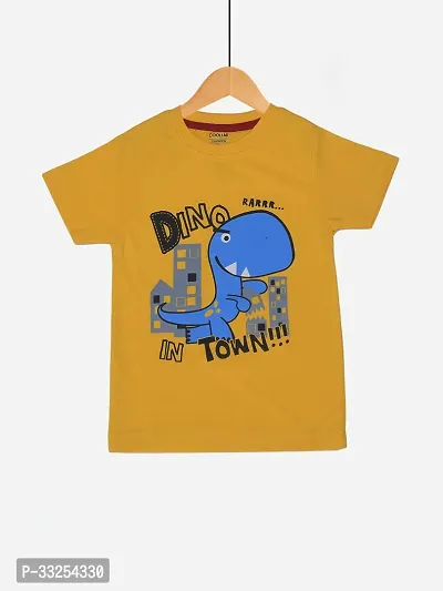 Stylish Yellow Cotton Printed T-Shirt For Boys-thumb3