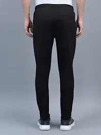 Stylish Black Polyester Regular Track Pants For Men-thumb2