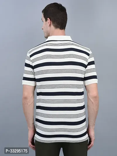 Stylish Multicoloured Cotton Striped Short Sleeves Polos For Men-thumb2