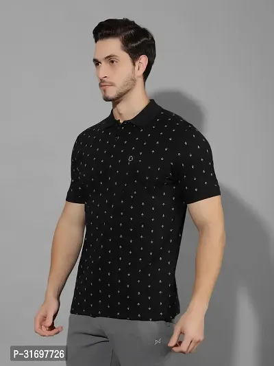 Reliable Black Cotton Blend Printed Polo T-Shirt For Men-thumb3