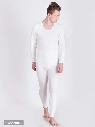 Comfortable Off White Cotton Thermal Set For Men-thumb0