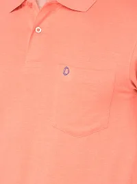 Reliable Orange Cotton Blend Solid Polo T-Shirt For Men-thumb3