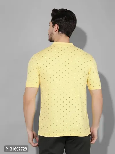 Reliable Yellow Cotton Blend Printed Polo T-Shirt For Men-thumb2