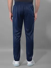 Stylish Navy Blue Polyester Regular Track Pants For Men-thumb2