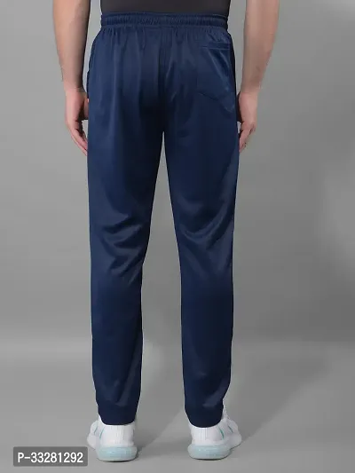 Stylish Navy Blue Polyester Regular Track Pants For Men-thumb3