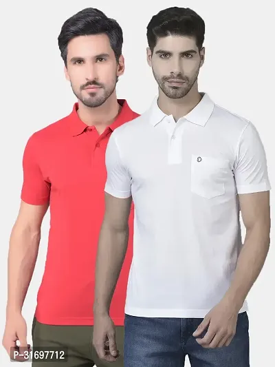 Reliable Multicoloured Cotton Blend Solid T-Shirt For Men Pack Of 2