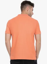 Stylish Orange Cotton Solid Short Sleeves Polos For Men-thumb1