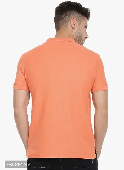 Stylish Orange Cotton Solid Short Sleeves Polos For Men-thumb2