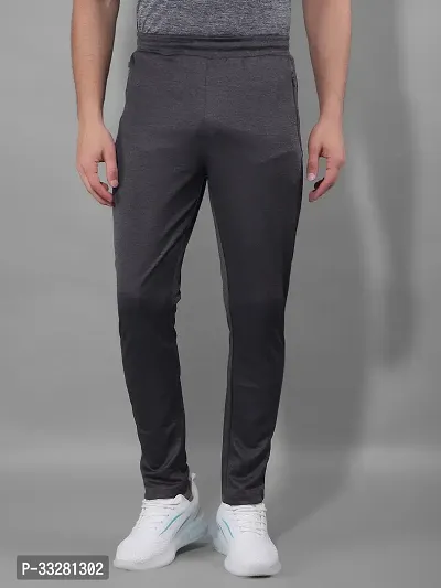 Stylish Grey Polyester Regular Track Pants For Men