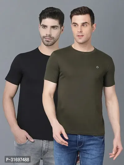 Reliable Multicoloured Cotton Blend Solid T-Shirt For Men Pack Of 2