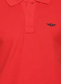 Stylish Red Cotton Solid Short Sleeves Polos For Men-thumb4