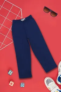 Stylish Navy Blue Solid Trouser For Boys-thumb1