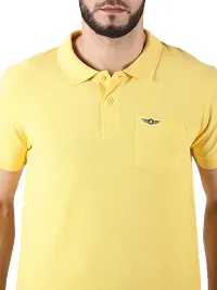 Stylish Yellow Cotton Solid Short Sleeves Polos For Men-thumb3