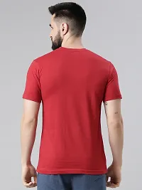 Stylish Red Cotton Solid Short Sleeves Tees For Men-thumb1