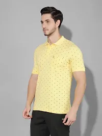 Reliable Yellow Cotton Blend Printed Polo T-Shirt For Men-thumb2