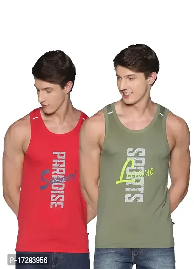 Dollar Men Cotton Casual Assorted Printed Tank Top Vest (Pack of 2)