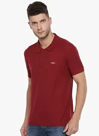 Stylish Maroon Cotton Solid Short Sleeves Polos For Men-thumb2