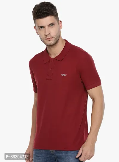 Stylish Maroon Cotton Solid Short Sleeves Polos For Men-thumb3