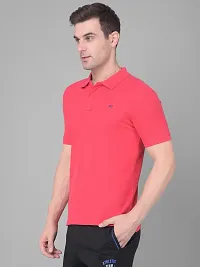 Stylish Pink Cotton Solid Short Sleeves Polos For Men-thumb3