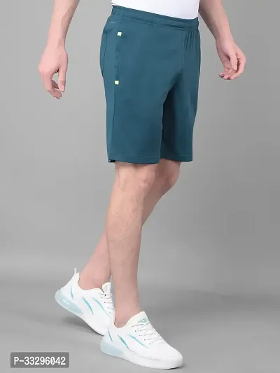 Stylish Blue Polyester Solid Regular Fit Sports Shorts For Men-thumb2