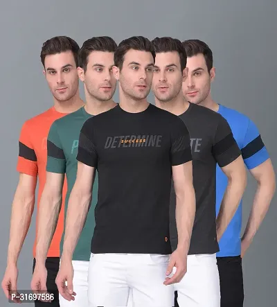 Reliable Multicoloured Cotton Blend Printed T-Shirt For Men Pack Of 5