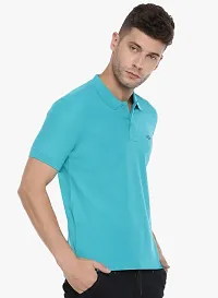 Stylish Green Cotton Solid Short Sleeves Polos For Men-thumb2