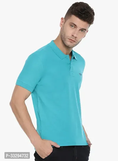 Stylish Green Cotton Solid Short Sleeves Polos For Men-thumb3