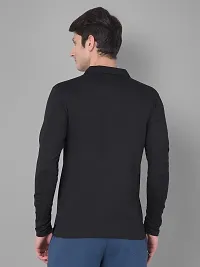 Stylish Black Cotton Solid Long Sleeves Polos For Men-thumb1