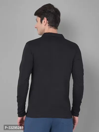 Stylish Black Cotton Solid Long Sleeves Polos For Men-thumb2