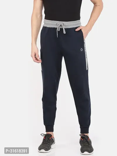 Comfortable Navy Blue Cotton Blend Joggers For Men