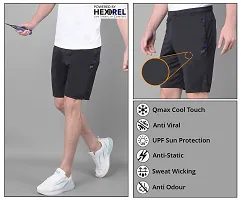 Stylish Black Polyester Solid Regular Fit Sports Shorts For Men-thumb4