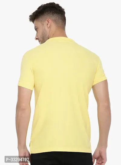 Stylish Yellow Cotton Solid Short Sleeves Polos For Men-thumb2