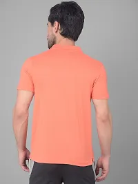 Reliable Orange Cotton Blend Solid Polo T-Shirt For Men-thumb1