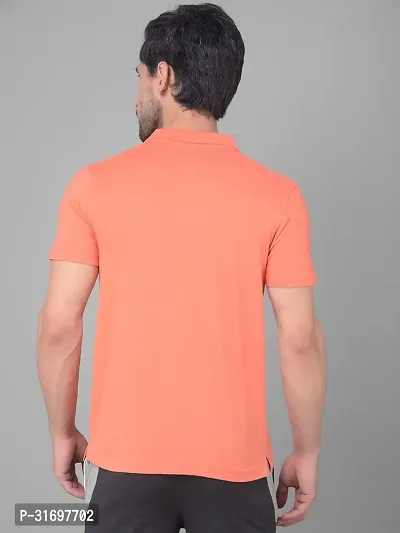 Reliable Orange Cotton Blend Solid Polo T-Shirt For Men-thumb2