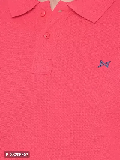 Stylish Pink Cotton Solid Short Sleeves Polos For Men-thumb4