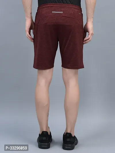 Stylish Maroon Polyester Solid Regular Fit Sports Shorts For Men-thumb3