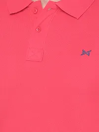 Stylish Pink Cotton Solid Short Sleeves Polos For Men-thumb4