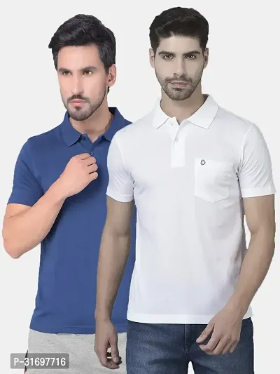 Reliable Multicoloured Cotton Blend Solid T-Shirt For Men Pack Of 2