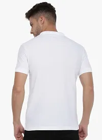 Stylish White Cotton Solid Short Sleeves Polos For Men-thumb1