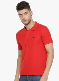 Stylish Red Cotton Solid Short Sleeves Polos For Men-thumb2