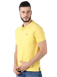 Stylish Yellow Cotton Solid Short Sleeves Polos For Men-thumb2