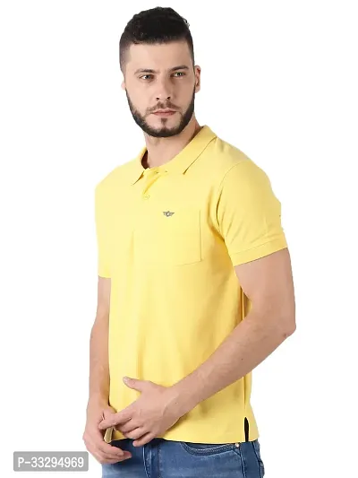 Stylish Yellow Cotton Solid Short Sleeves Polos For Men-thumb3