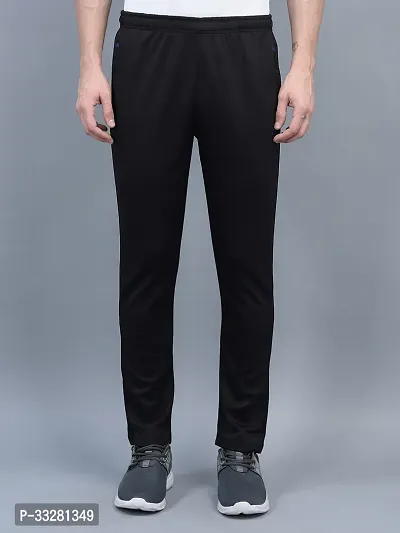 Stylish Black Polyester Regular Track Pants For Men-thumb0