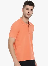 Stylish Orange Cotton Solid Short Sleeves Polos For Men-thumb2