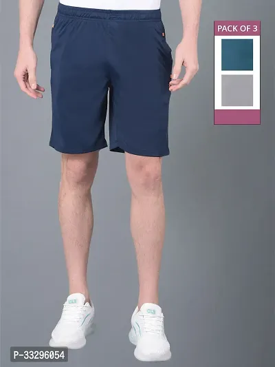 Stylish Multicoloured Polyester Solid Regular Fit Sports Shorts For Men Pack Of 3