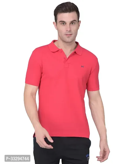 Stylish Pink Cotton Solid Short Sleeves Polos For Men