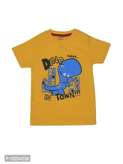 Stylish Yellow Cotton Printed T-Shirt For Boys-thumb0